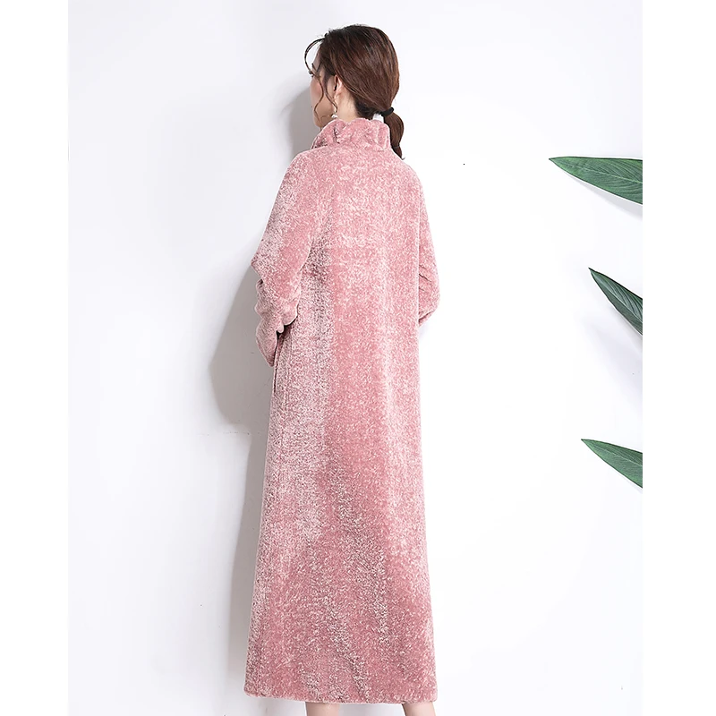 Winter faux fur coat women new fashion casual warm extra long fake lamb fur overcoat plus size outwear 5xl 6xl
