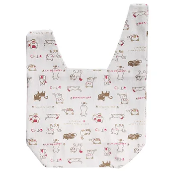 

Japanese Style Coin Purse Tote Shopping Portable Printed Pattern Delicate Linen Walking Simple Knot Women Wrist Bag Small Key