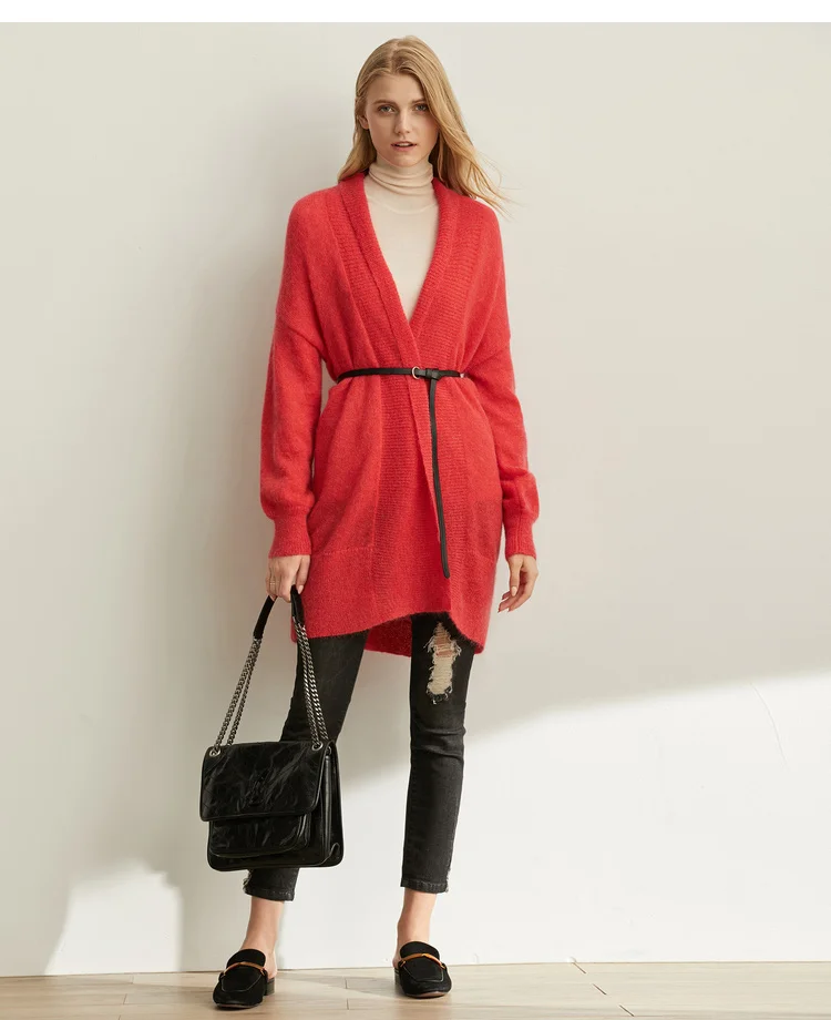 

Amii Minimal Lazy French Fashion Wool Knitted Shirt Women Fall 2019 New Lantern Sleeves Non-Button Open Jacket
