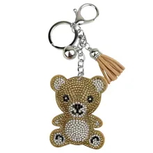 Стабильная поставка Масштабирование Горячие сверления план плюшевый медведь с инкрустацией стразами сумка для ключей орнамент подарок