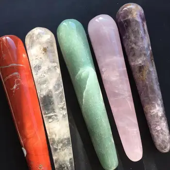 

Natural crystals massage wand polished quartz minerals gemstones reiki healing stick