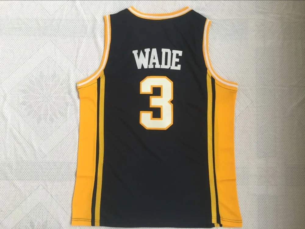 Для мужчин Dwyane Уэйд 3# Marquette Университет сшитая Вышивка высокое качество рубашка Размеры S-XXL