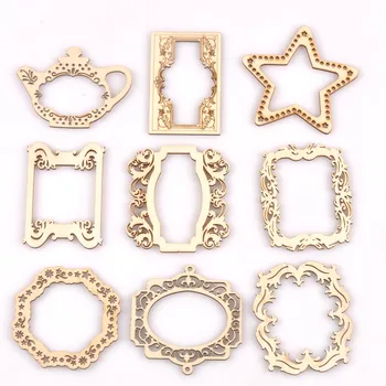 

Hollow Photo Frame Natural Wood Slices DIY Crafts Scrapbook For Kids Handicrafts Wooden Ornaments Home Decoration 5Pcs m2561