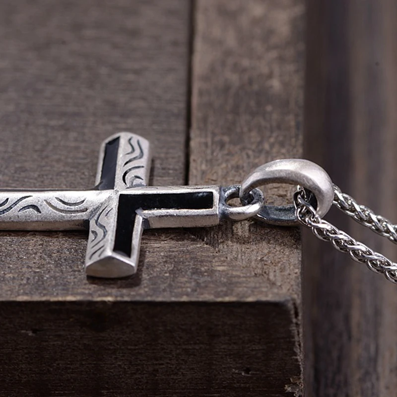 BALMORA 925 серебро простой матовый крест кулон для женщин мужчин любовник модные христианские ювелирные аксессуары без цепи