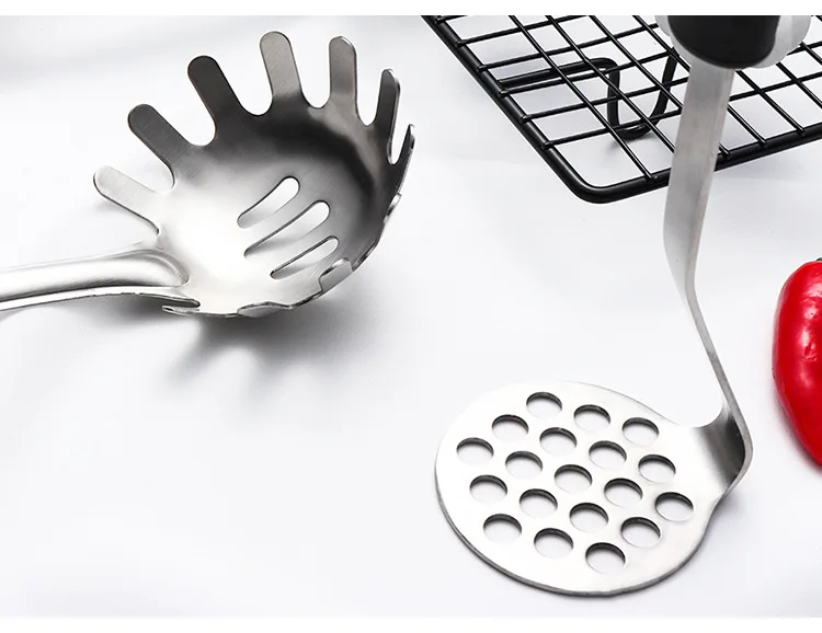 304 Stainless Steel Kitchenware Matt Kitchenware gui jiao bing Spatula guo shao Kitchen Cooking Appliances Potato Press Gift Cus