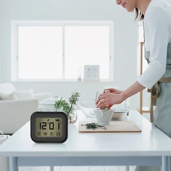 

Kitchen Timer Digital Alarm Clock Lcd Touchscreen Magnetic Backing Come With Night Light 2 Modes Mute/Ring, Black