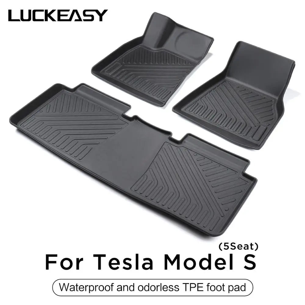 LUCKEASY Car All-Weather Floor mat For Tesla Model S Car interior accessories TPE New design style All-Weather Floor Mats 3pcs