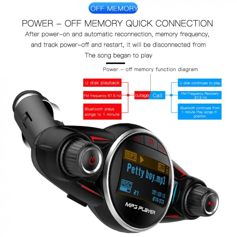 Автомобильный комплект с двумя USB Bluetooth, fm-передатчик, громкая связь, аудио, Автомобильный MP3-плеер, беспроводной fm-модулятор с ЖК-дисплеем, быстрая зарядка