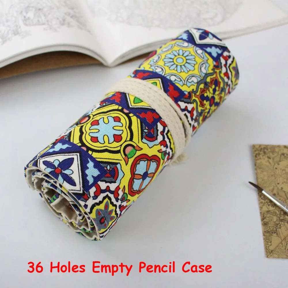Wonderful Roll Pencil Case for Girls Boys School Pencilcase Big 36/48/72 Holes Penal Cute Pen Bag Large Cartridge Stationery Kit - Цвет: 36 Holes Empty Penal