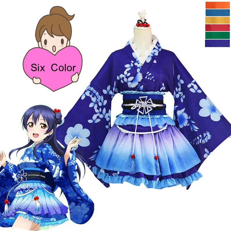 Горячая Распродажа LoveLive Косплей Сонода Уми косплей костюм кимоно Любовь Живая нисикино Маки Хонока Эли кимоно Хэллоуин костюм