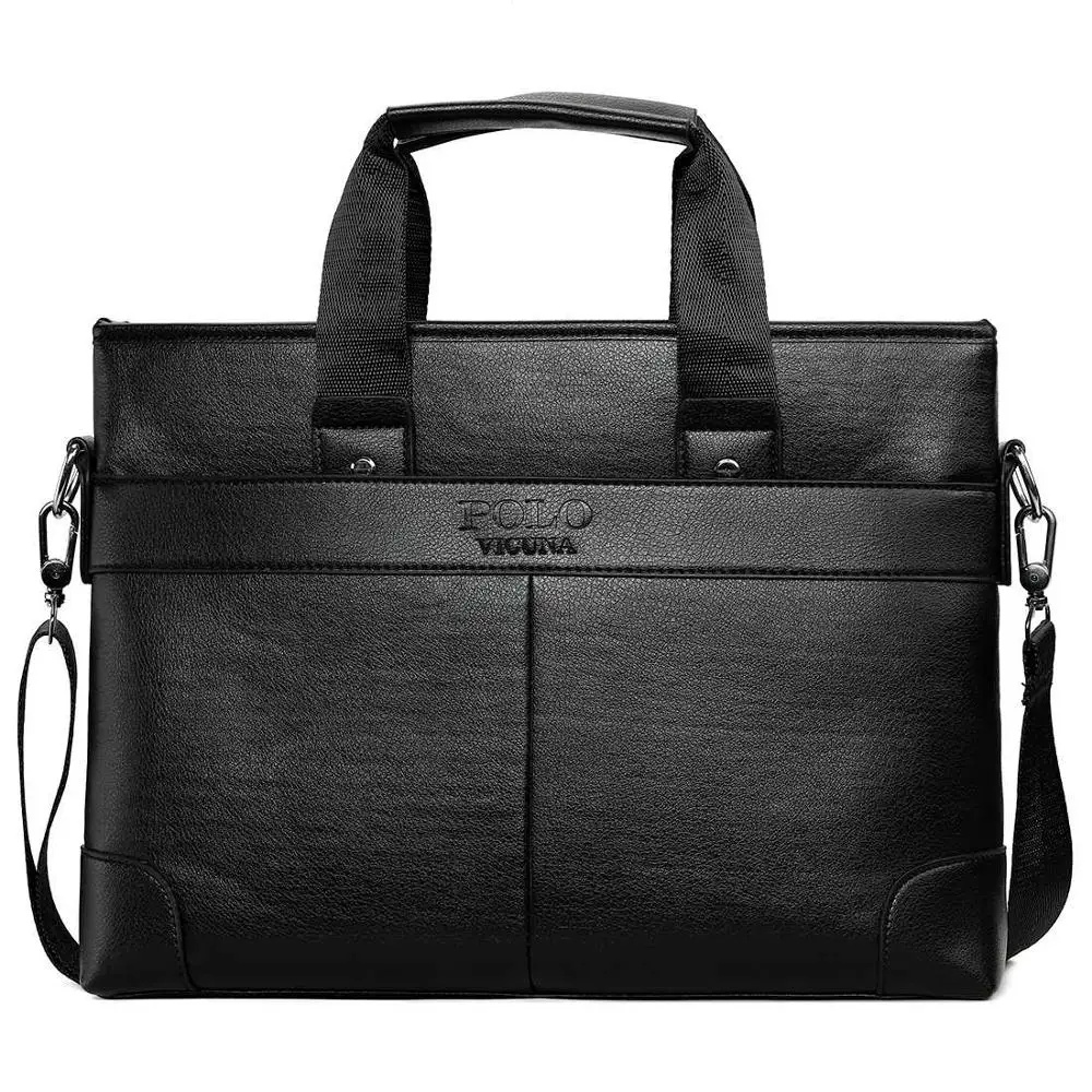 BLACK VICUNA POLO, деловой кожаный мужской портфель для отдыха, Сумка для документов формата А4, роскошная брендовая мужская сумка через плечо, сумка через плечо - Цвет: BLACK