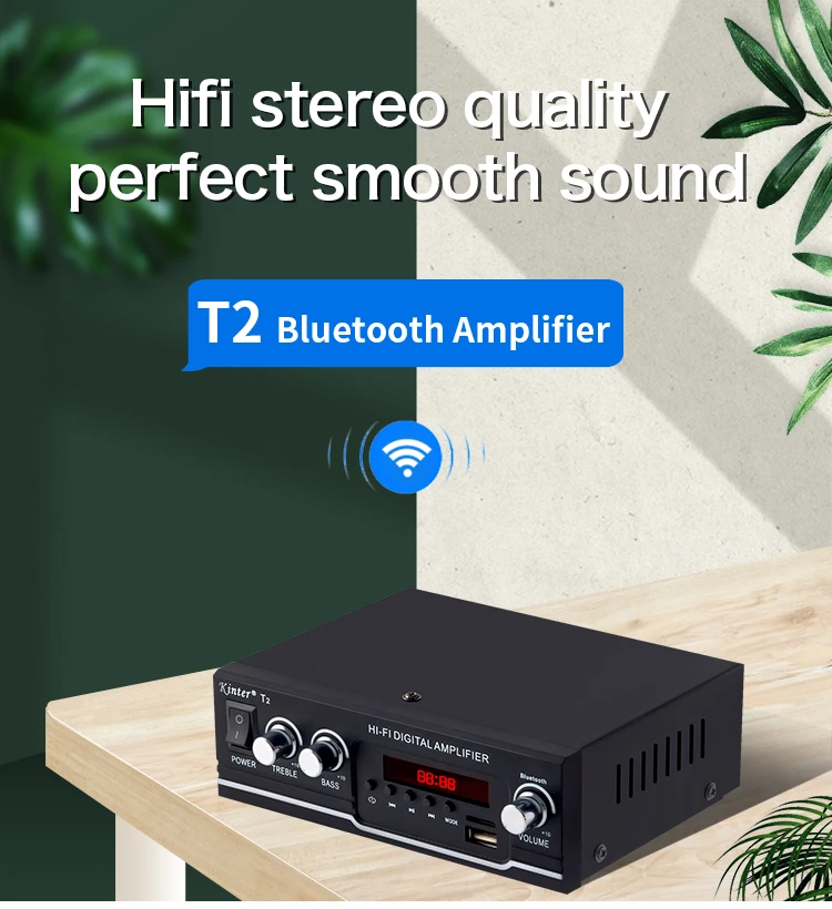 Автомобильный Hi Fi Усилитель kinter T2 аудио 2.0CH 20 Вт стереозвук для bluetooth USB TF вход FM