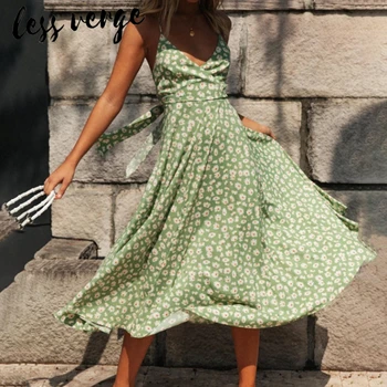 

Floral print bohemian maxi long dress women Spaghetti strap backless bow sexy dress Green casual summer beach boho dresses