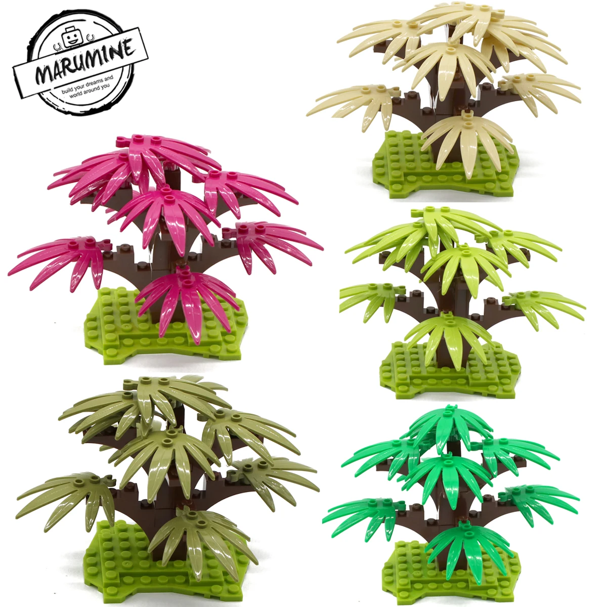 

MARUMINE 21 PCS Building Bricks Tree Sets Enlighten Blocks Natural & Technic City Building Compatible Plastic Toys For Kids Gift