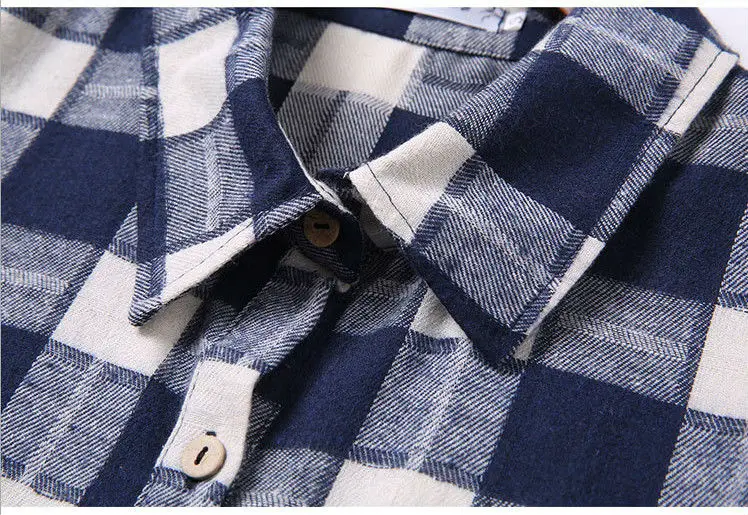 Большие размеры, M-XXXL, хлопок, в клетку, весна-осень, стильные, модные, средний стиль, Женские топы с длинным рукавом, женские рубашки, AU0052
