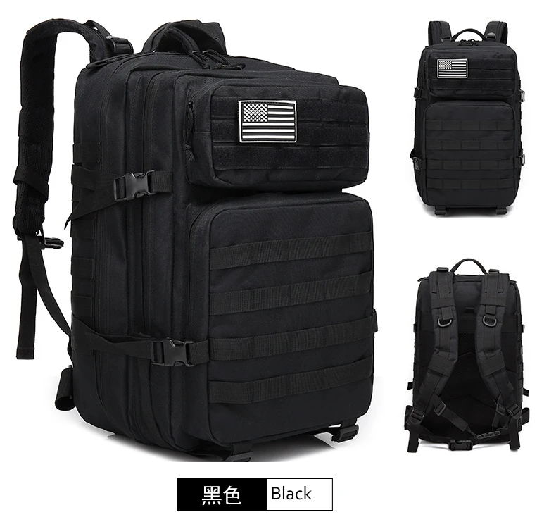 45L Outdoor Hiking Travel Bag Military Tactical Backpack Men Women Trekking Hunting Camping Climbing Camouflage Bags Rucksack - Цвет: Black