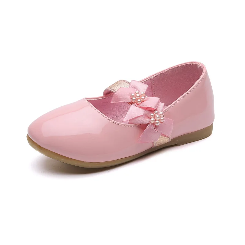Детские кожаные белые вечерние туфли с цветочным принтом и свадебное платье для маленьких девочек школьная обувь для детей 1, 2, 3, 4, 5, 6 лет - Цвет: pink