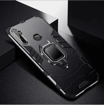 Чехол для телефона для OPPO Realme X2 Pro X 2 Pro армированный жесткий корпус ударопрочный чехол-накладка на палец для OPPO Realme X2 чехол - Цвет: black