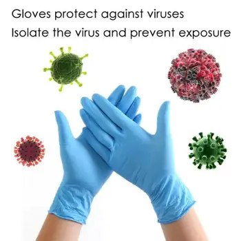 

100Pcs Disposable Powder Free Clear & Blue Vinyl Gloves Food Medical