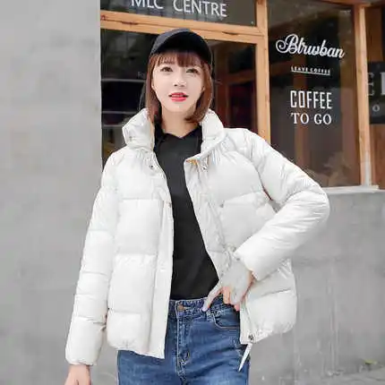 Женская парка, модное корейское Свободное пальто с длинным рукавом, зимняя куртка, теплая плотная стеганая хлопковая одежда, однотонная одежда L644 - Цвет: white