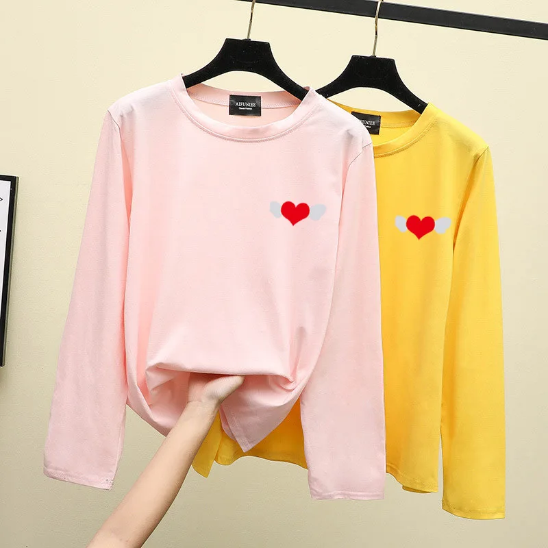 5 Новые футболки женские корейские Harajuku футболки женские s с длинным рукавом Свободные желтые белые футболки смешной образец мультяшного принта - Цвет: 5