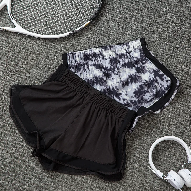 

2018 New Style Mock Two-Piece Sports Gauze Shorts Anti-Exposure Loose-Fit Breathable Running Yoga Gym Shorts Women's