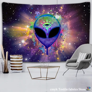 

Trippy Alien By Brizbazaar Indian Tapestry Watercolor Wall Carpet Tapestry Watercolor Wall Carpet Novelty Art Decor Funny Blanke