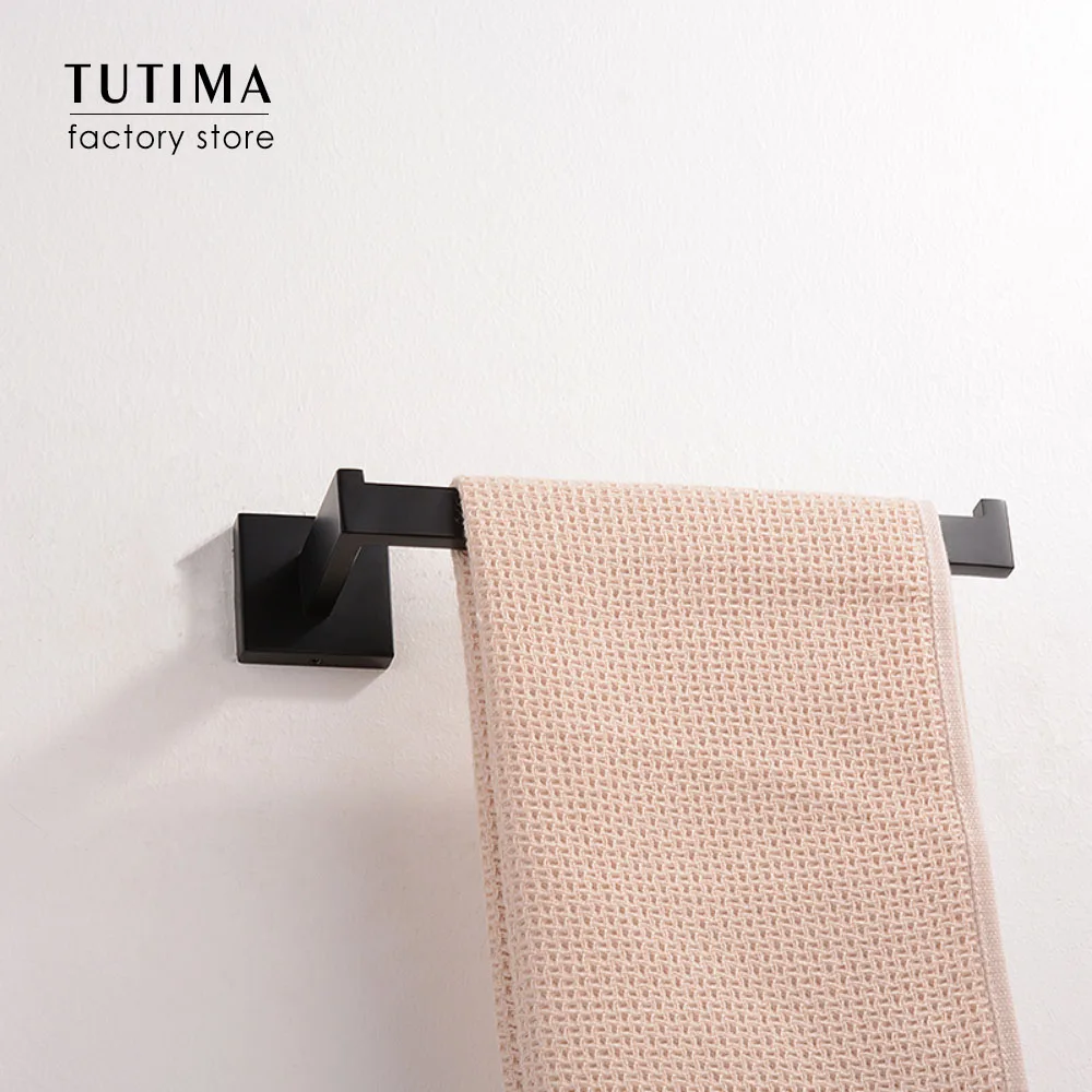 Tutima 304 Stainless Steel Matte Black Bathroom Hardware Set High Quality Towel Rack Ring shelf Paper Holder Bathroom Hooks