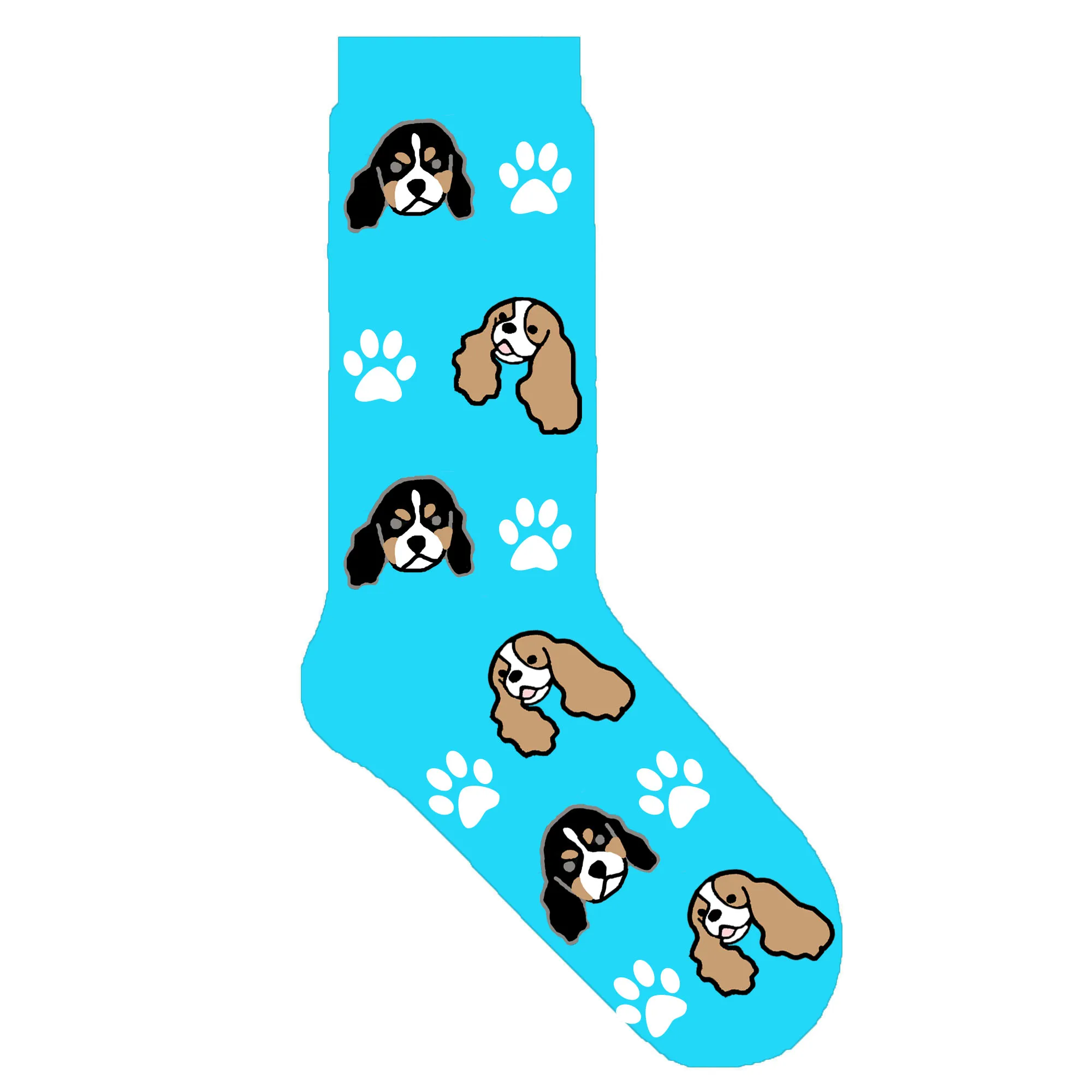 Spaniel dog Cavalier King Charles Spaniel dog crew socks with paw cute dog theme gift kawaii socks novelty creative sox ORIGINAL 50 pair/lot - Цвет: Spaniel dog
