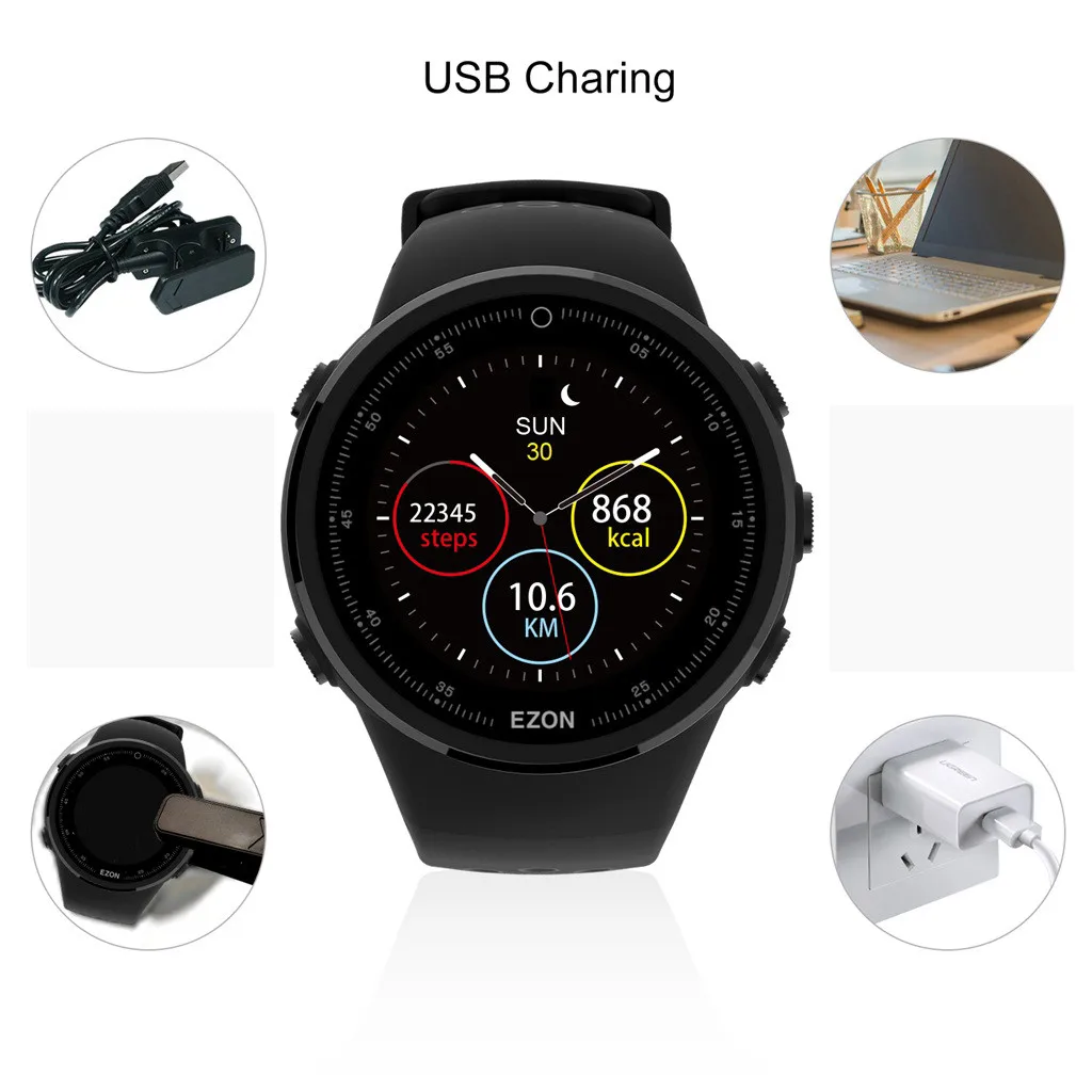EZON T958 Смарт-часы GPS шагомер Бег Спорт сообщение напоминание Смарт Blueteeth часы с Водонепроницаемый Smart Watch