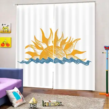 

sun curtains Window Blackout Luxury 3D Curtains set For Bed room Living room Office Hotel Decoration curtains
