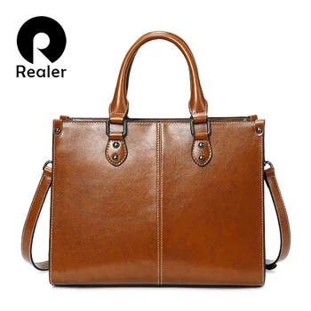 

REALER Leather Luxury Handbags Women Bags Designer 2019 Fashion Shoulder Bag Quality Leather Crossbody Bags For Women Messenger