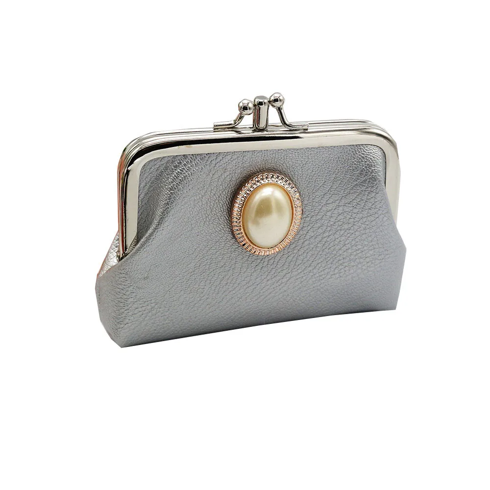 Silver Кожаный кошелек с застежкой, мини-кошелек для монет, новые модные простые кошельки, женские клатчи, карта, качественный кошелек для монет - Цвет: Silver