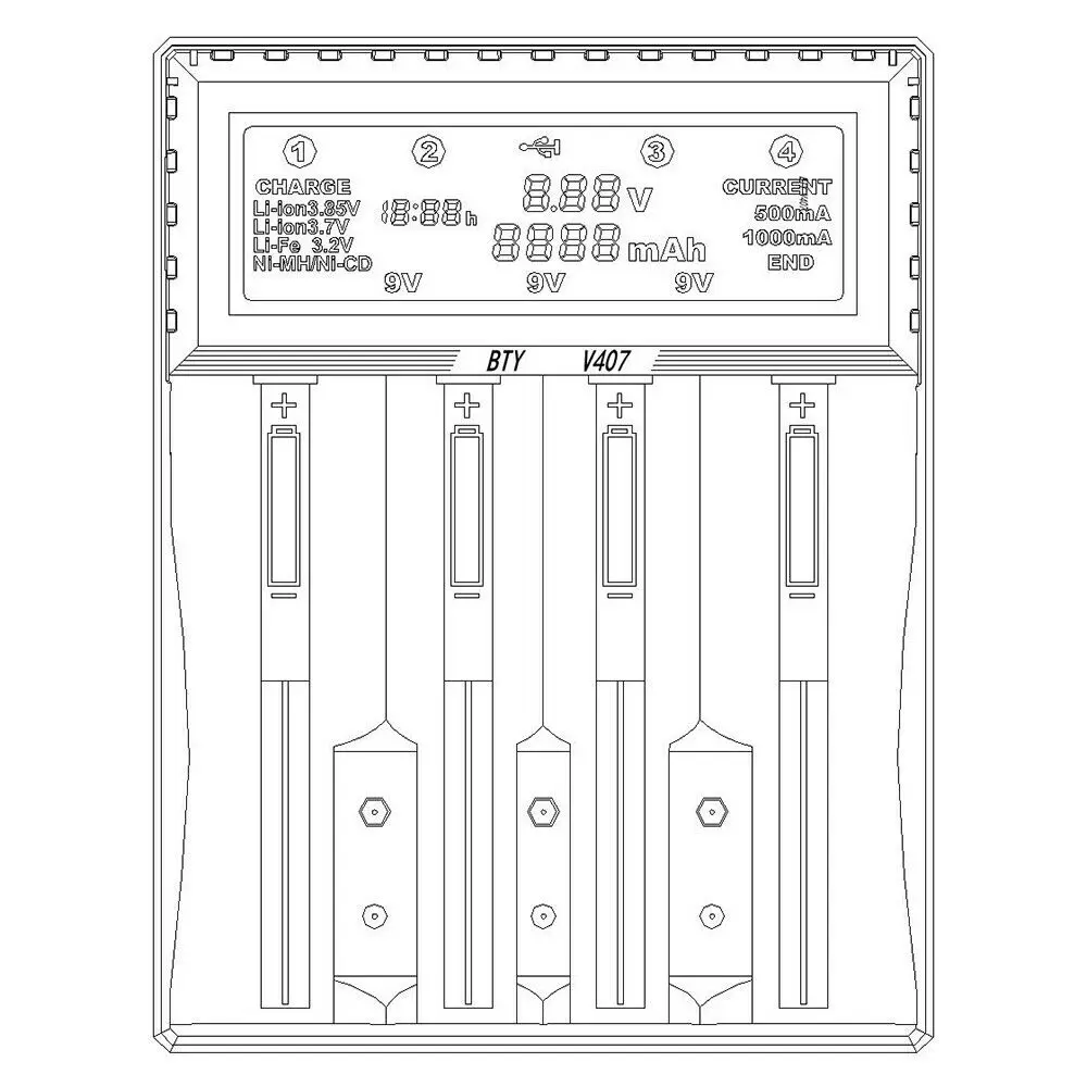 LiitoKala LBTY-407 зарядное устройство для 18650 26650 21700 18350 AA AAA 3,7 V/3,2 V/1,2 V/1,5 V/V литиевая NiMH батарея/IMR/INR/ICR