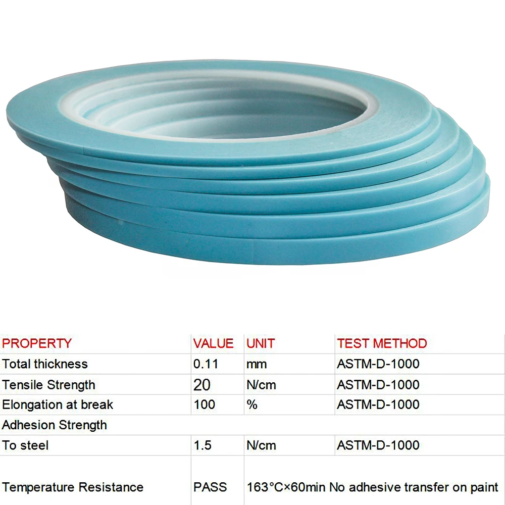 Vinyl Masking Tape Blue High Temperature Fine Line For Automotive Car Auto Paint Curves