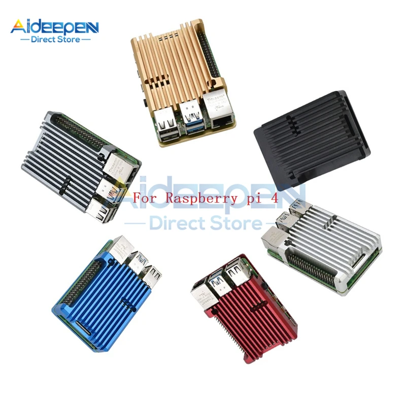 

For Raspberry Pi 4 Model B /B CNC Aluminum Alloy Case Shell Box Enclosure With Dual Cooling Fan Heat Sink Heatsink Gold/Black