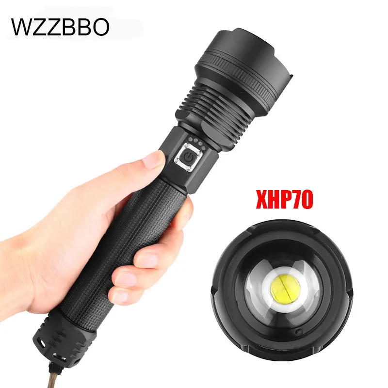 

Super Powerful LED Flashlight L2 XHP70 Tactical Torch USB Rechargeable Ultra Bright Lantern Camping Linterna Waterproof Lamp