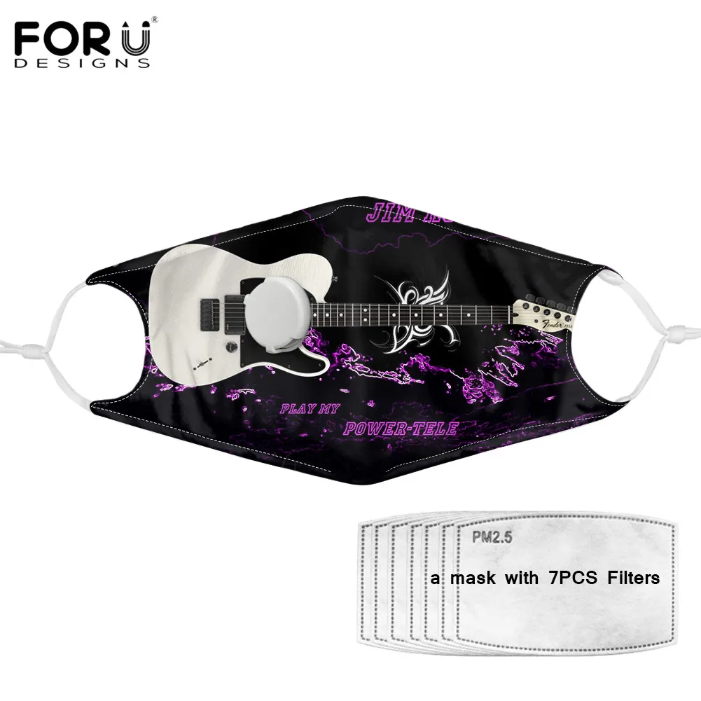 

FORUDESIGNS 3D Music Guitar Pattern Anti PM2.5 Anti Haze Mask Breath Valve Respirator Non-disposable Half Face Mouth Nose Mask