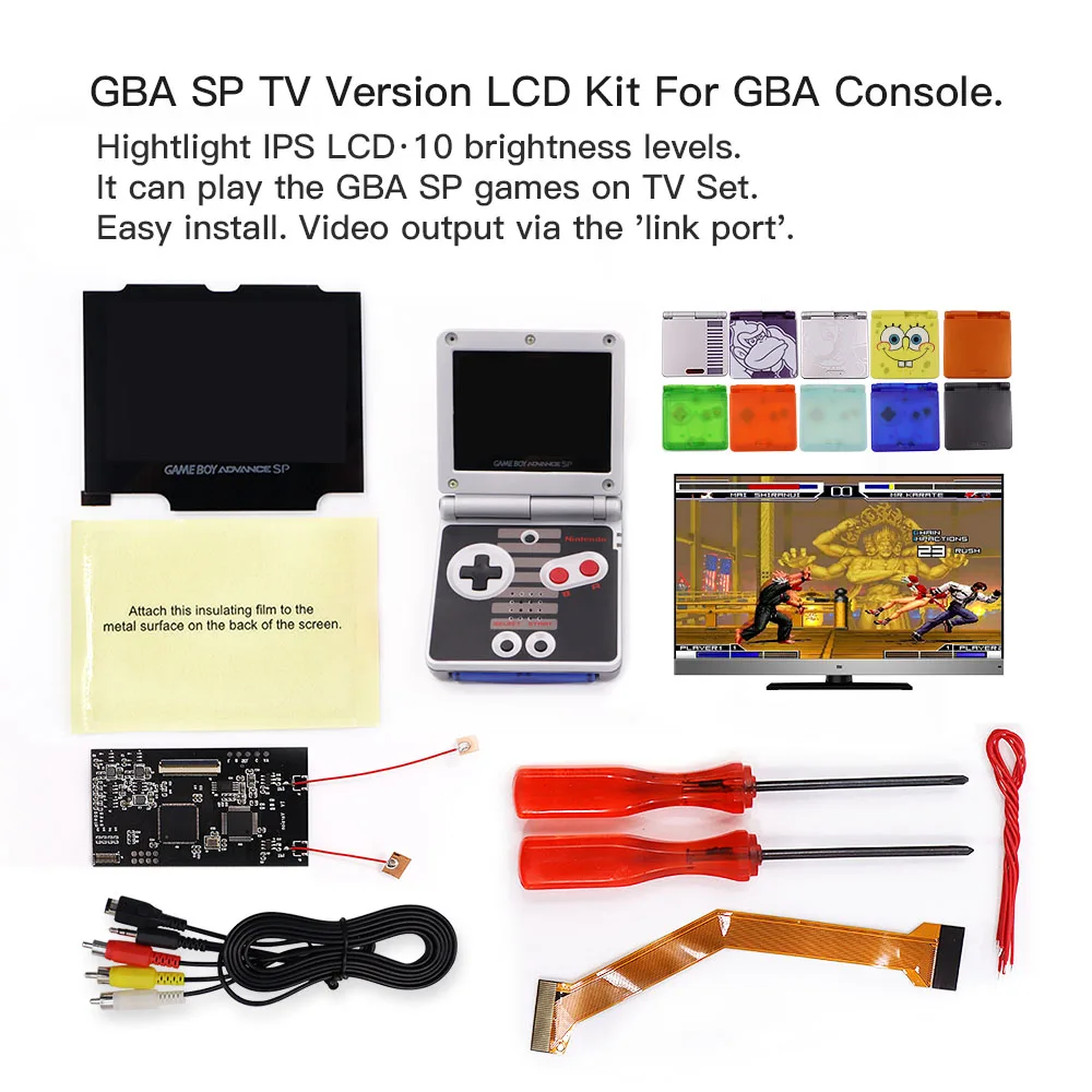 V2 IPS ЖК-телевизор версия ЖК-дисплей для GBA SP 10 уровней яркости Подсветка консоли и