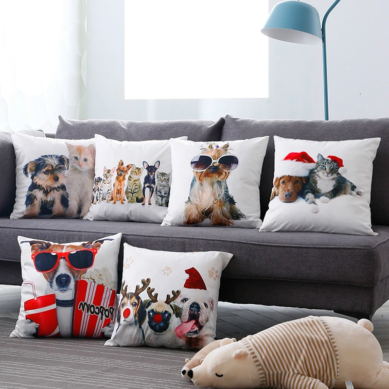 

Hot Sale Digital Printing Animal Cushion Cover suede Pillow Case Office Automobile Cushion Cover Set Sofa Pillow Case Slipcover