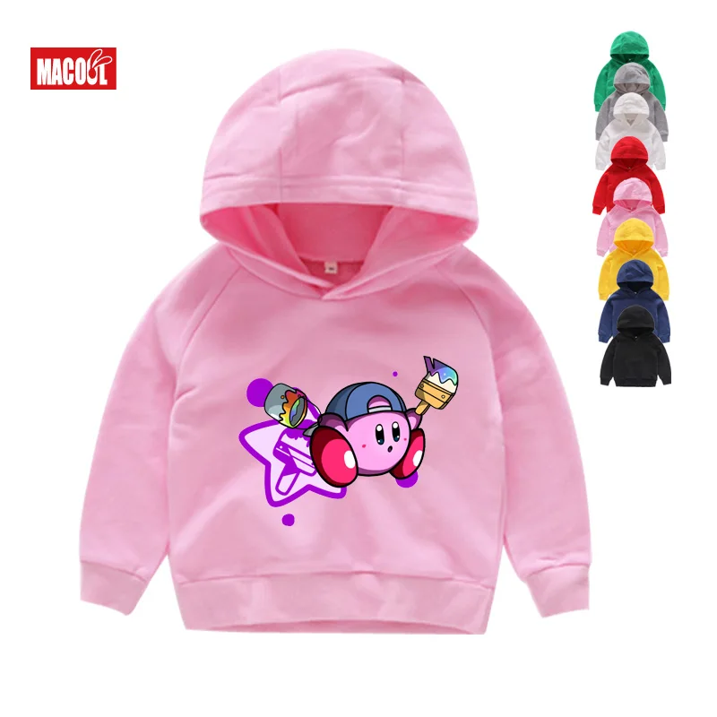Kids Hoodies Милые толстовки с капюшоном для девочек с изображением Кирби; Детские свитшоты с героями игр; детская зимняя одежда черного цвета с капюшоном; толстовки - Цвет: Kids Hoodies