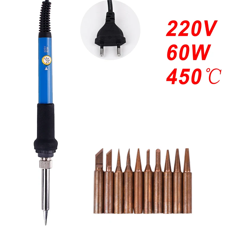 AN-220V60W-set1 220 В 60 Вт Электрический паяльник с регулируемой температурой паяльник с качеством 10 шт. паяльники и наборы - Цвет: AN-220V60W-set1
