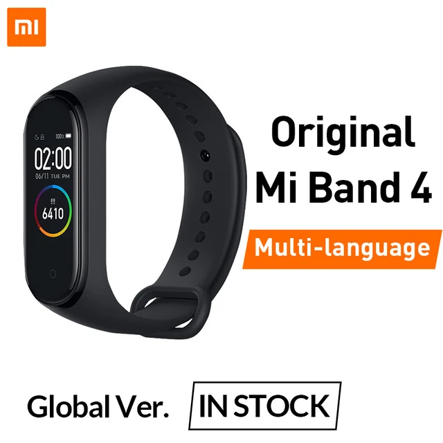 GB Version Xiaomi mi-браслет 4 сердечного ритма фитнес цветной сенсорный экран mi Band 4 умный Браслет 135 мАч Bluetooth 5,0 музыкальный браслет - Цвет: GB Version