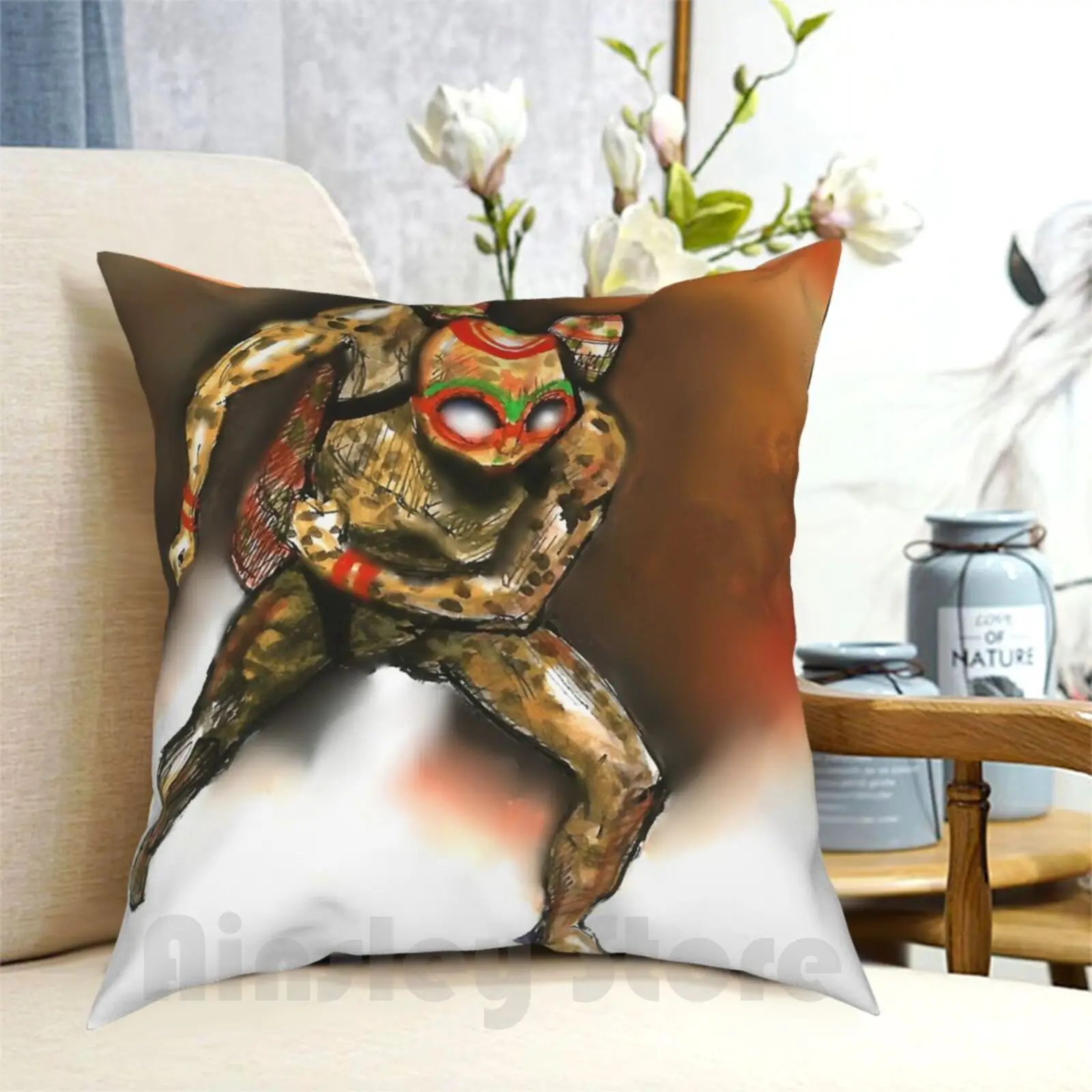 Manfrog & The Jet Pack Federa Stampata Per La Casa Morbida Fodera Per Cuscino Fai Da Te Supereroe Frogman Flying Cartoon Comic