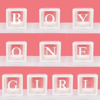 

Baby shower boy girl one A-Z letter name box balloons decoration kids first 1st one year old birthday party gender reveal party