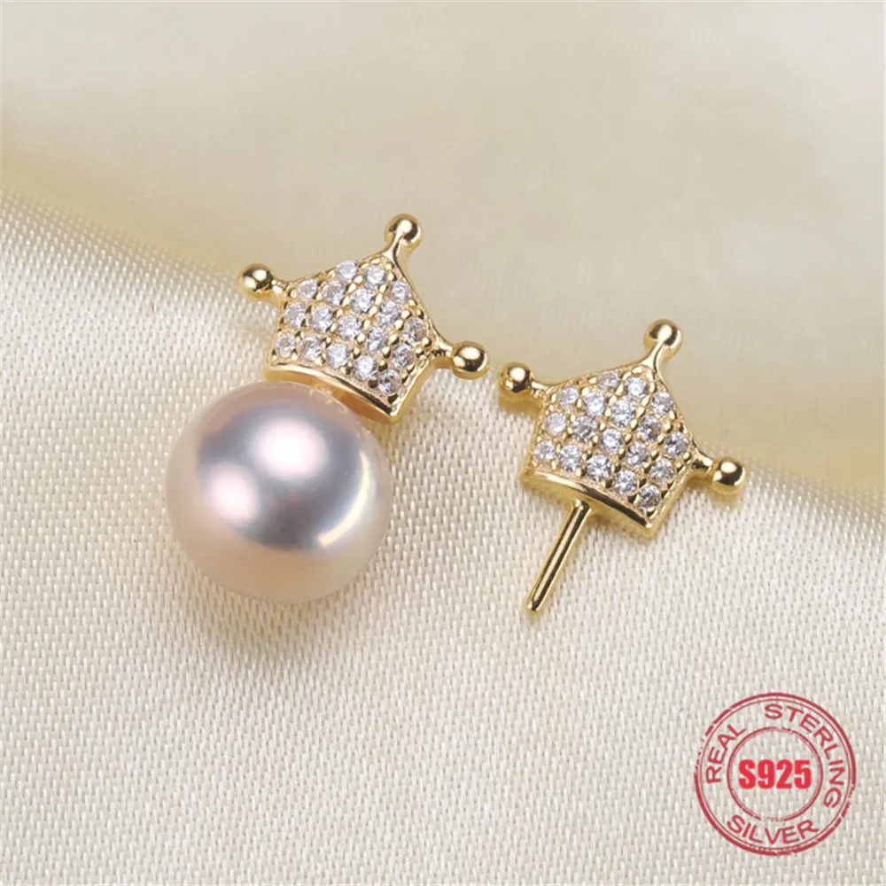 

Classic Pearl Earrings Mounting S925 Sterling Silver Earrings Hooks Dangle Fittings Handmade Craft Accessory