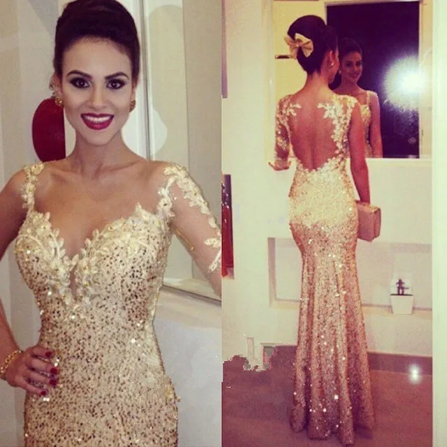 

Robe De Soiree 2018 New Arrival One Long Sleeve Mermaid Sequins Wedding Party Dress Formal Evening Gowns Mother of Bride Dresses