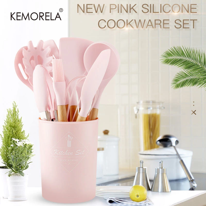 Cooking Tools Premium Silicone Utensils Turner Tongs Spatula Soup Spoon Non-stick Shovel Oil Brush Kitchen Tools kitchen utensils