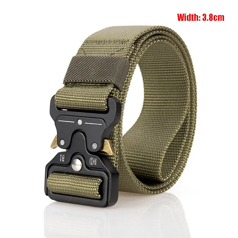 Army green 3.8cm Военный Тактический нейлоновый ремень с металлической пряжкой Регулируемый армейский полицейский открытый быстросъемный тренировочный ремень для охоты ширина 3,8 см 4,3 см - Цвет: Army green 3.8cm
