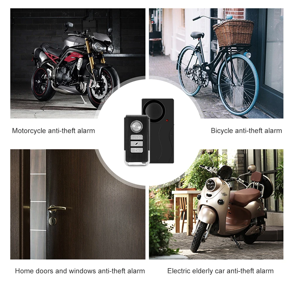 Mengshen Alarme de Vibration sans Fil, Alarme Antivol pour Vélo/Moto/Voiture/Véhicules/Porte